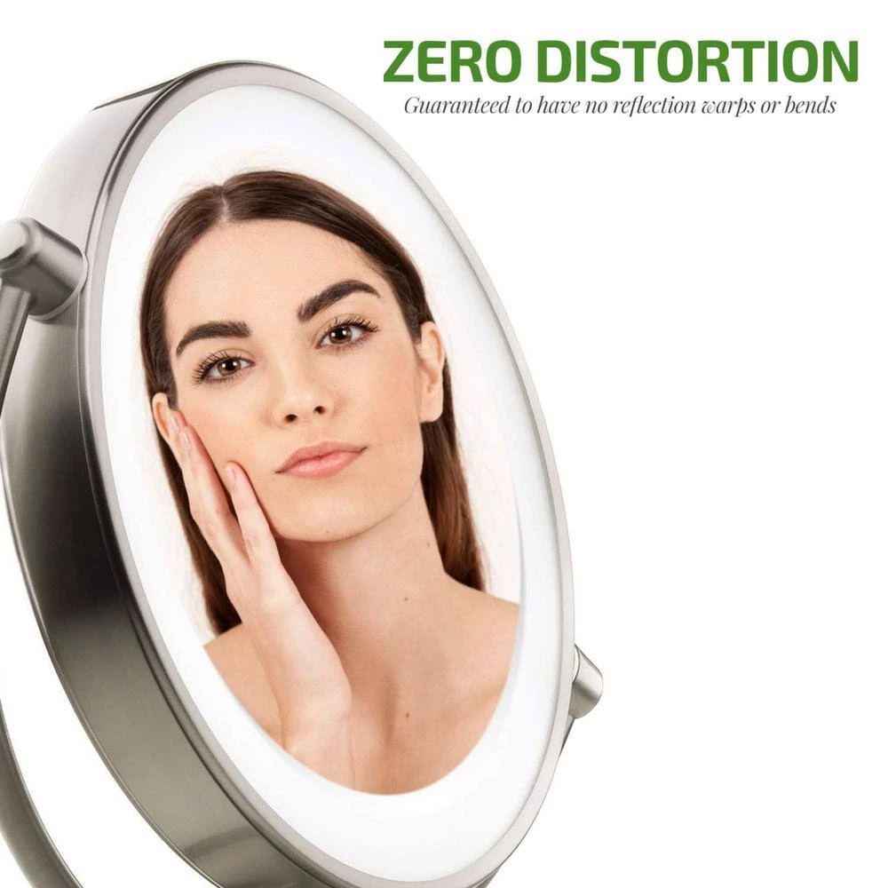 OVENTE 6 in. x 15 in. Lighted Magnifying Tabletop Makeup Mirror in Nickel Brushed 8 OVENTE 6 in. x 15 in. Lighted Magnifying Tabletop Makeup Mirror in Nickel Brushed - Image 6