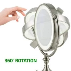 OVENTE 6 in. x 15 in. Lighted Magnifying Tabletop Makeup Mirror in Nickel Brushed 16 OVENTE 6 in. x 15 in. Lighted Magnifying Tabletop Makeup Mirror in Nickel Brushed -Makeup Mirrors Sales Store nickel brushed ovente makeup mirrors mgt95br1x5x 4f 1000