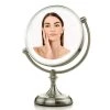 OVENTE 6 in. x 15 in. Lighted Magnifying Tabletop Makeup Mirror in Nickel Brushed -Makeup Mirrors Sales Store nickel brushed ovente makeup mirrors mgt95br1x5x 64 1000