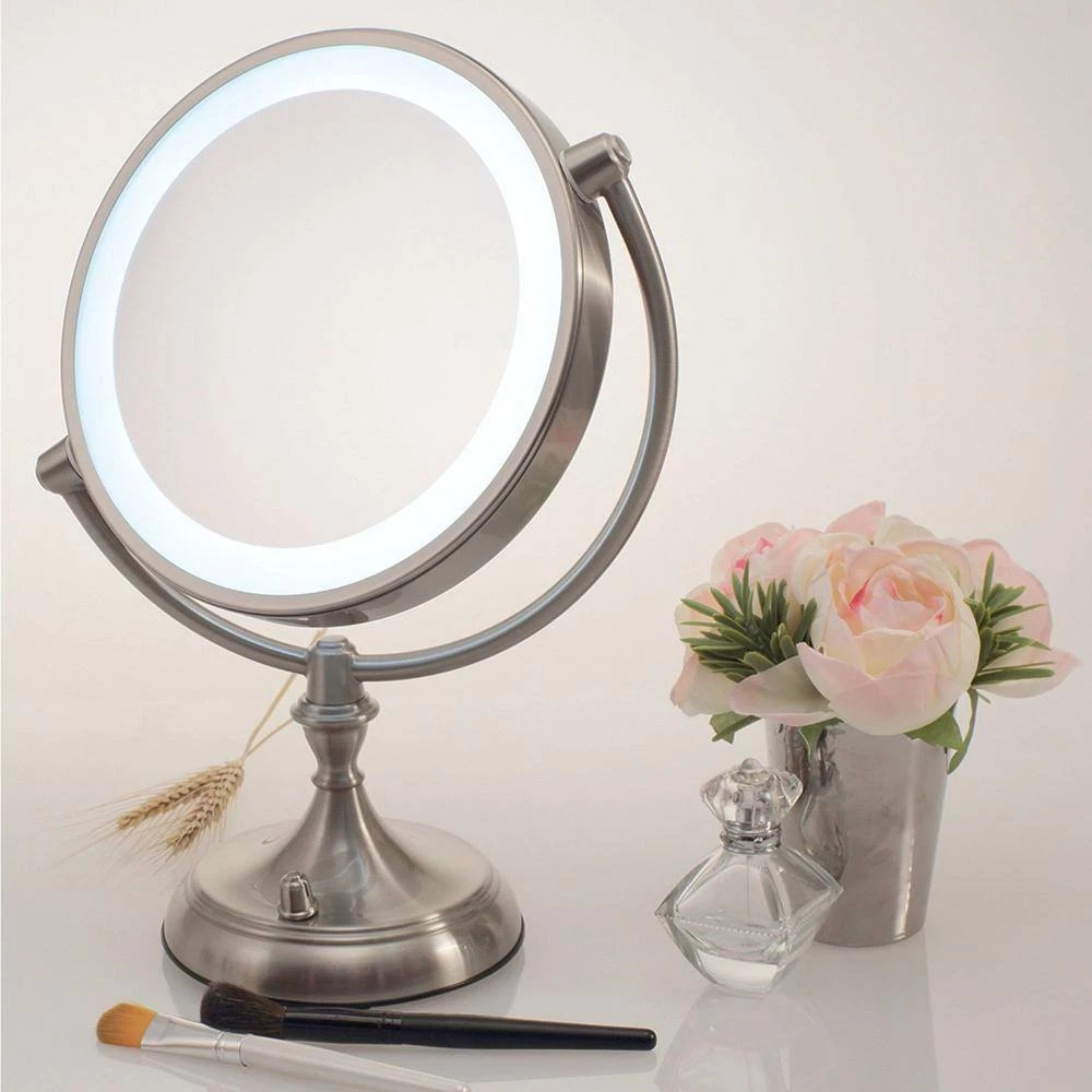 OVENTE 6 in. x 15 in. Lighted Magnifying Tabletop Makeup Mirror in Nickel Brushed 11 OVENTE 6 in. x 15 in. Lighted Magnifying Tabletop Makeup Mirror in Nickel Brushed - Image 9