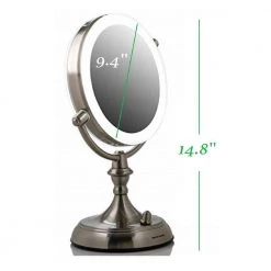 OVENTE 6 in. x 15 in. Lighted Magnifying Tabletop Makeup Mirror in Nickel Brushed 19 OVENTE 6 in. x 15 in. Lighted Magnifying Tabletop Makeup Mirror in Nickel Brushed -Makeup Mirrors Sales Store nickel brushed ovente makeup mirrors mgt95br1x5x fa 1000