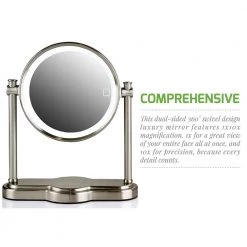 OVENTE 9.3 in. x 13 in. Tabletop Makeup Mirror in Nickel Brushed -Makeup Mirrors Sales Store nickel brushed ovente makeup mirrors mht80br1x10x 77 1000