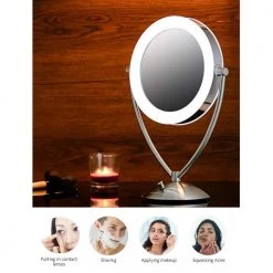 OVENTE 6 in. x 16 in. Tabletop Makeup Mirror in Nickel Brushed -Makeup Mirrors Sales Store nickel brushed ovente makeup mirrors mlt45br1x5x 31 1000