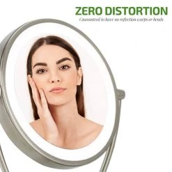 OVENTE 6 in. x 16 in. Tabletop Makeup Mirror in Nickel Brushed -Makeup Mirrors Sales Store nickel brushed ovente makeup mirrors mlt45br1x5x 44 1000