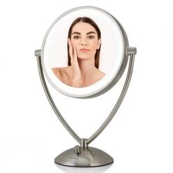 OVENTE 6 in. x 16 in. Tabletop Makeup Mirror in Nickel Brushed
