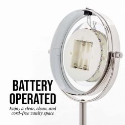 OVENTE Small Nickel Brushed Lighted Tabletop Makeup Mirror (11.6 in. H x 7.1 in. W), 1x-7x Magnification -Makeup Mirrors Sales Store nickel brushed ovente makeup mirrors mlt60br1x7x 1f 1000