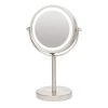 OVENTE Small Nickel Brushed Lighted Tabletop Makeup Mirror (11.6 in. H x 7.1 in. W), 1x-7x Magnification