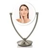 OVENTE 5.3 in. X 14 in. LED Lighted Tabletop Makeup Mirror with 1X 5X Magnification, Nickel Brushed -Makeup Mirrors Sales Store nickel brushed ovente makeup mirrors mlt75br1x5x 64 1000