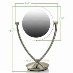 OVENTE 5.3 in. X 14 in. LED Lighted Tabletop Makeup Mirror with 1X 5X Magnification, Nickel Brushed -Makeup Mirrors Sales Store nickel brushed ovente makeup mirrors mlt75br1x5x 76 1000