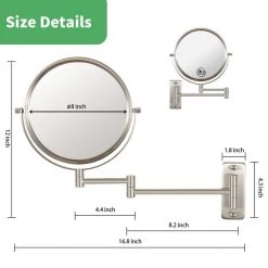 EAKYHOM 8 in. W x 8 in. H Small Round Magnifying 10X Wall Mount Bathroom Makeup Mirror in Nickel 13 EAKYHOM 8 in. W x 8 in. H Small Round Magnifying 10X Wall Mount Bathroom Makeup Mirror in Nickel -Makeup Mirrors Sales Store nickel eakyhom makeup mirrors els8k wn 44 1000