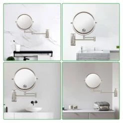 EAKYHOM 8 in. W x 8 in. H Small Round Magnifying 10X Wall Mount Bathroom Makeup Mirror in Nickel 15 EAKYHOM 8 in. W x 8 in. H Small Round Magnifying 10X Wall Mount Bathroom Makeup Mirror in Nickel -Makeup Mirrors Sales Store nickel eakyhom makeup mirrors els8k wn 76 1000