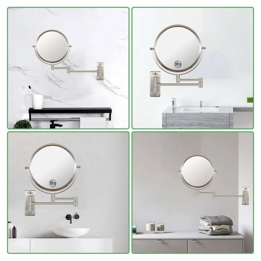 EAKYHOM 8 in. W x 8 in. H Small Round Magnifying 10X Wall Mount Bathroom Makeup Mirror in Nickel 9 EAKYHOM 8 in. W x 8 in. H Small Round Magnifying 10X Wall Mount Bathroom Makeup Mirror in Nickel - Image 7