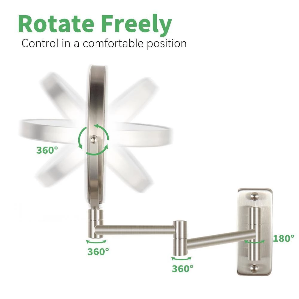 EAKYHOM 8 in. W x 8 in. H Small Round Magnifying 10X Wall Mount Bathroom Makeup Mirror in Nickel 8 EAKYHOM 8 in. W x 8 in. H Small Round Magnifying 10X Wall Mount Bathroom Makeup Mirror in Nickel - Image 6