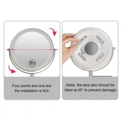 EAKYHOM 8 in. x 8 in. Wall Mounted LED 10x Round Makeup Mirror in Nickel Finish -Makeup Mirrors Sales Store nickel eakyhom makeup mirrors els8k wnl 76 1000