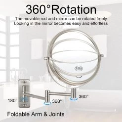 Unbranded 8 in. W x 8 in. H Small Round 10X HD Magnifying Double Sided Telescopic Wall Bathroom Makeup Mirror in Brushed Nickel -Makeup Mirrors Sales Store nickel makeup mirrors aybszhd1189 c3 1000