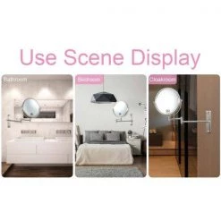 Unbranded 8 in. W x 8 in. H Small Round 2-Side 1X/10X Magnifying Height Adjustable Telescopic Bathroom Makeup Mirror in Nickel V3 -Makeup Mirrors Sales Store nickel makeup mirrors aybszhd1690 44 1000
