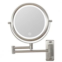 Unbranded 8 in. Small Round 10X Magnifying 3-Color-LED Touch Screen USB Charge 2-Sided Bathroom Makeup Mirror in Nickel Finish -Makeup Mirrors Sales Store nickel makeup mirrors aybszhd488 c3 1000