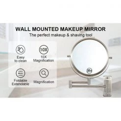 Unbranded 8 in. Small Round 10X HD Magnifying Double Sided Telescopic Bathroom Makeup Mirror in Brushed Nickel -Makeup Mirrors Sales Store nickel makeup mirrors aybszhd491 4f 1000