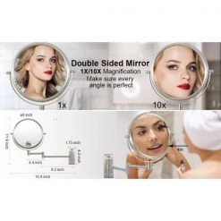 Unbranded 8 in. Small Round 10X HD Magnifying Double Sided Telescopic Bathroom Makeup Mirror in Brushed Nickel -Makeup Mirrors Sales Store nickel makeup mirrors aybszhd491 66 1000