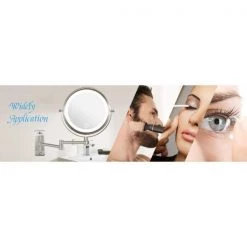 Unbranded 8 in. x 8 in. Small Round Magnifying Wall Mounted LED Lights Bathroom Makeup Mirror in Nickel -Makeup Mirrors Sales Store nickel makeup mirrors cuus8k wlni 1f 1000