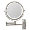WOODSAM 8 in. H x 8 in. W LED Lighted Round Wall Mount Bi-View 10X/1X Magnification Bathroom Makeup Mirror in Brushed Nickel -Makeup Mirrors Sales Store nickel makeup mirrors ls8k wl n 64 1000