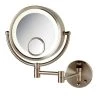 SEE ALL 8 in. x 8 in. Round Lighted Direct Wired Wall Mounted 7X and 15X Magnification Makeup Mirror in Nickel -Makeup Mirrors Sales Store nickel see all makeup mirrors hlnsp8715d 64 1000
