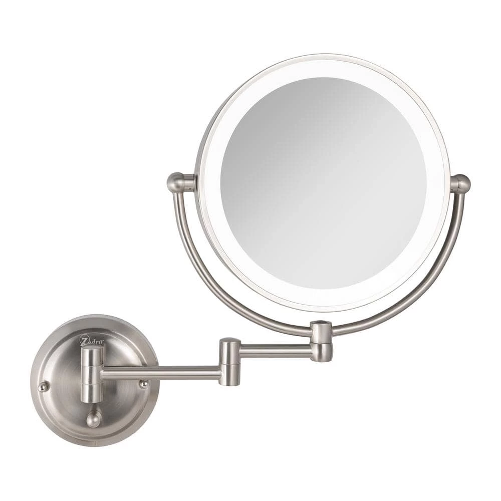 Zadro Glamour 18 in. H x 14 in. W Fluorescent Wall Mount Bi-View 5X/1X Magnification Hardwired Makeup Mirror in Satin Nickel 6 Zadro Glamour 18 in. H x 14 in. W Fluorescent Wall Mount Bi-View 5X/1X Magnification Hardwired Makeup Mirror in Satin Nickel - Image 4