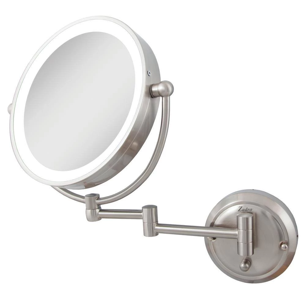 Zadro Glamour 18 in. H x 14 in. W Fluorescent Wall Mount Bi-View 5X/1X Magnification Hardwired Makeup Mirror in Satin Nickel 5 Zadro Glamour 18 in. H x 14 in. W Fluorescent Wall Mount Bi-View 5X/1X Magnification Hardwired Makeup Mirror in Satin Nickel - Image 3