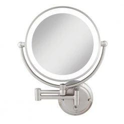 Zadro Glamour 18 in. H x 14 in. W Fluorescent Wall Mount Bi-View 5X/1X Magnification Hardwired Makeup Mirror in Satin Nickel