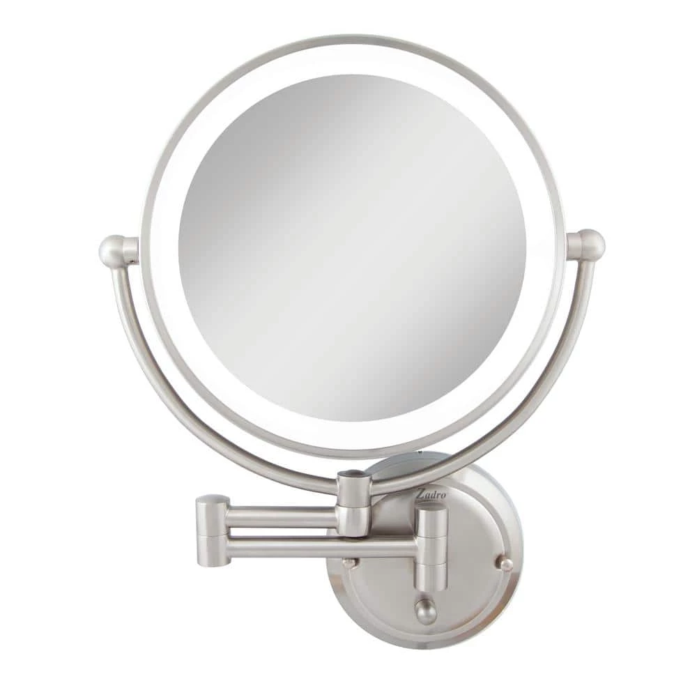 Zadro Glamour 18 in. H x 14 in. W Fluorescent Wall Mount Bi-View 5X/1X Magnification Hardwired Makeup Mirror in Satin Nickel 3 Zadro Glamour 18 in. H x 14 in. W Fluorescent Wall Mount Bi-View 5X/1X Magnification Hardwired Makeup Mirror in Satin Nickel