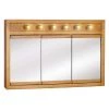 Design House Richland 48 in. x 30 in. x 5 in. Surface-Mount 6-Light Tri-View Bathroom Medicine Cabinet in Nutmeg Oak -Makeup Mirrors Sales Store nutmeg oak design house medicine cabinets with mirrors 530626 nok 64 1000