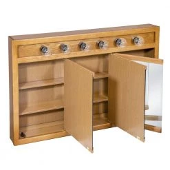 Design House Richland 48 in. x 30 in. x 5 in. Surface-Mount 6-Light Tri-View Bathroom Medicine Cabinet in Nutmeg Oak -Makeup Mirrors Sales Store nutmeg oak design house medicine cabinets with mirrors 530626 nok 77 1000