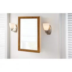 Glacier Bay 15-1/4 in. W x 26 in. H Framed Surface-Mount Bathroom Medicine Cabinet in Oak with Mirror -Makeup Mirrors Sales Store oak glacier bay medicine cabinets with mirrors 45388 31 1000