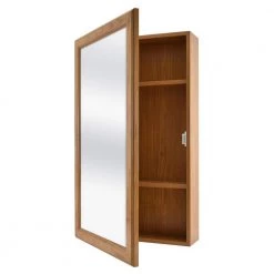 Glacier Bay 15-1/4 in. W x 26 in. H Framed Surface-Mount Bathroom Medicine Cabinet in Oak with Mirror -Makeup Mirrors Sales Store oak glacier bay medicine cabinets with mirrors 45388 4f 1000