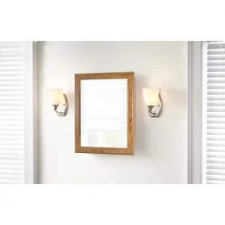 Glacier Bay 15-1/8 in. W x 19-1/4 in. H Framed Recessed or Surface-Mount Bathroom Medicine Cabinet in Oak with Mirror -Makeup Mirrors Sales Store oak glacier bay medicine cabinets with mirrors 45390 31 1000