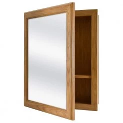 Glacier Bay 15-1/8 in. W x 19-1/4 in. H Framed Recessed or Surface-Mount Bathroom Medicine Cabinet in Oak with Mirror -Makeup Mirrors Sales Store oak glacier bay medicine cabinets with mirrors 45390 c3 1000