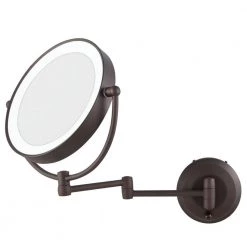 Zadro 15 in. L x 12 in. W LED Lighted Round Wall Mount Bi-View 10X/1X Magnification Beauty Makeup Mirror in Bronze -Makeup Mirrors Sales Store oil rubbed bronze zadro makeup mirrors ledw810 66 1000