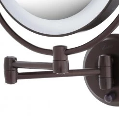 Zadro 15 in. L x 12 in. W LED Lighted Round Wall Mount Bi-View 10X/1X Magnification Beauty Makeup Mirror in Bronze -Makeup Mirrors Sales Store oil rubbed bronze zadro makeup mirrors ledw810 a0 1000