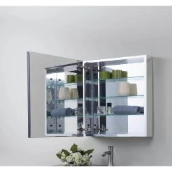 Glacier Bay 20 in. x 26 in Framed Aluminum Recessed or Surface-Mount Bathroom Medicine Cabinet in Coppered Pewter -Makeup Mirrors Sales Store pewter glacier bay medicine cabinets with mirrors sp2026ps1 31 1000