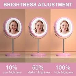 Getpro 7 in. W x 13 in. H Small Round 1x/5x Double Sided Magnifying Freestanding Bathroom Makeup Mirror in Pink -Makeup Mirrors Sales Store pink getpro makeup mirrors hd cy tq fs1009 44 1000