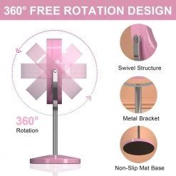 Getpro 7 in. W x 13 in. H Small Round 1x/5x Double Sided Magnifying Freestanding Bathroom Makeup Mirror in Pink -Makeup Mirrors Sales Store pink getpro makeup mirrors hd cy tq fs1009 4f 1000