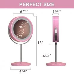Getpro 7 in. W x 13 in. H Small Round 1x/5x Double Sided Magnifying Freestanding Bathroom Makeup Mirror in Pink -Makeup Mirrors Sales Store pink getpro makeup mirrors hd cy tq fs1009 76 1000