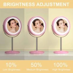 Getpro 7 in. W x 13 in. H Small Round 1x/5x Magnifying Freestanding Bathroom Makeup Mirror in Pink -Makeup Mirrors Sales Store pink makeup mirrors hd yq tq fs1009 1f 1000