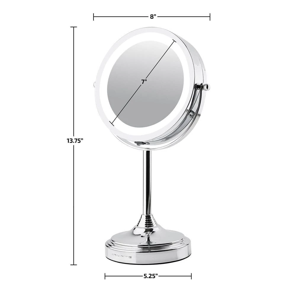 OVENTE 5.3 in. x 12.8 in. Tabletop Makeup Mirror in Polished Chrome 5 OVENTE 5.3 in. x 12.8 in. Tabletop Makeup Mirror in Polished Chrome - Image 3