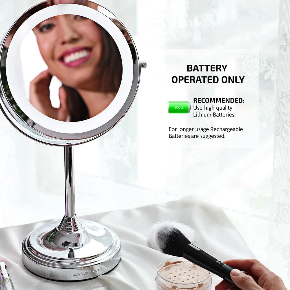 OVENTE 5.3 in. x 12.8 in. Tabletop Makeup Mirror in Polished Chrome 6 OVENTE 5.3 in. x 12.8 in. Tabletop Makeup Mirror in Polished Chrome - Image 4