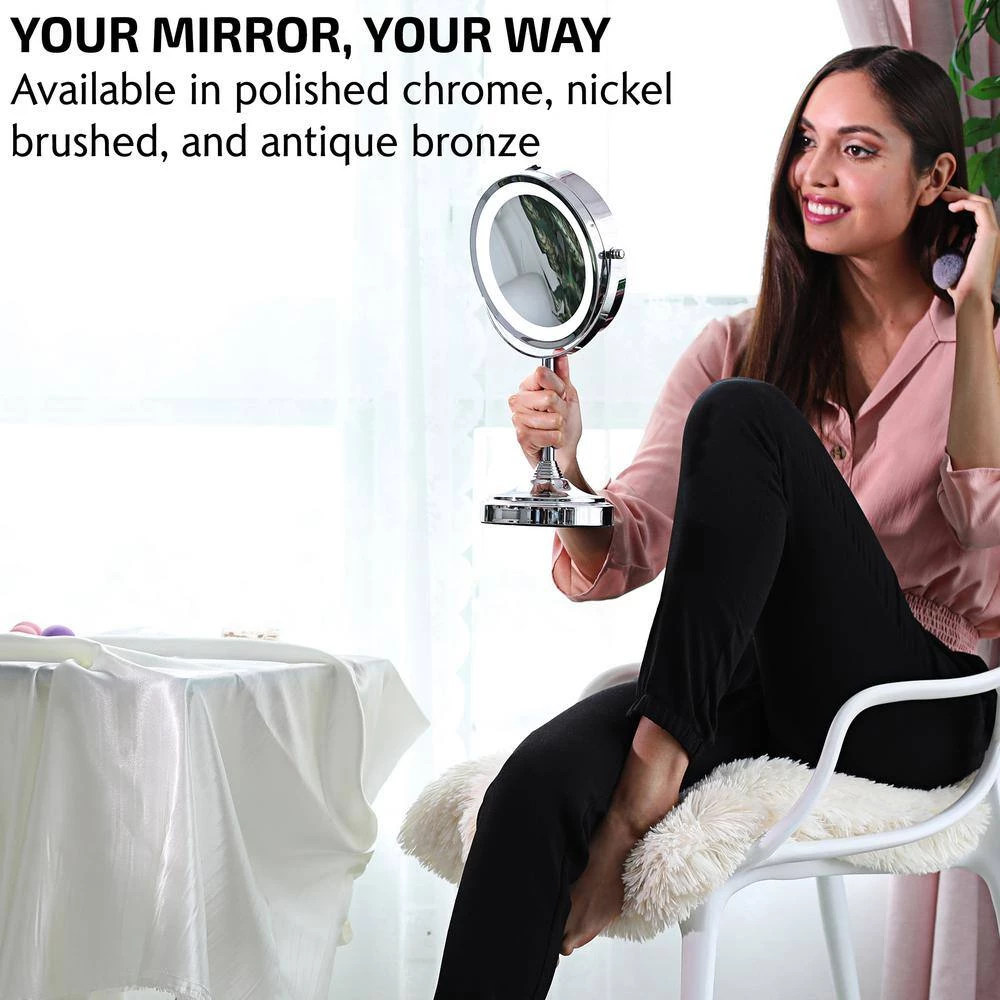 OVENTE 5.3 in. x 12.8 in. Tabletop Makeup Mirror in Polished Chrome 12 OVENTE 5.3 in. x 12.8 in. Tabletop Makeup Mirror in Polished Chrome - Image 10