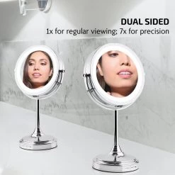 OVENTE 5.3 in. x 12.8 in. Tabletop Makeup Mirror in Polished Chrome 16 OVENTE 5.3 in. x 12.8 in. Tabletop Makeup Mirror in Polished Chrome -Makeup Mirrors Sales Store polished chrome ovente makeup mirrors mct70ch1x7x c3 1000