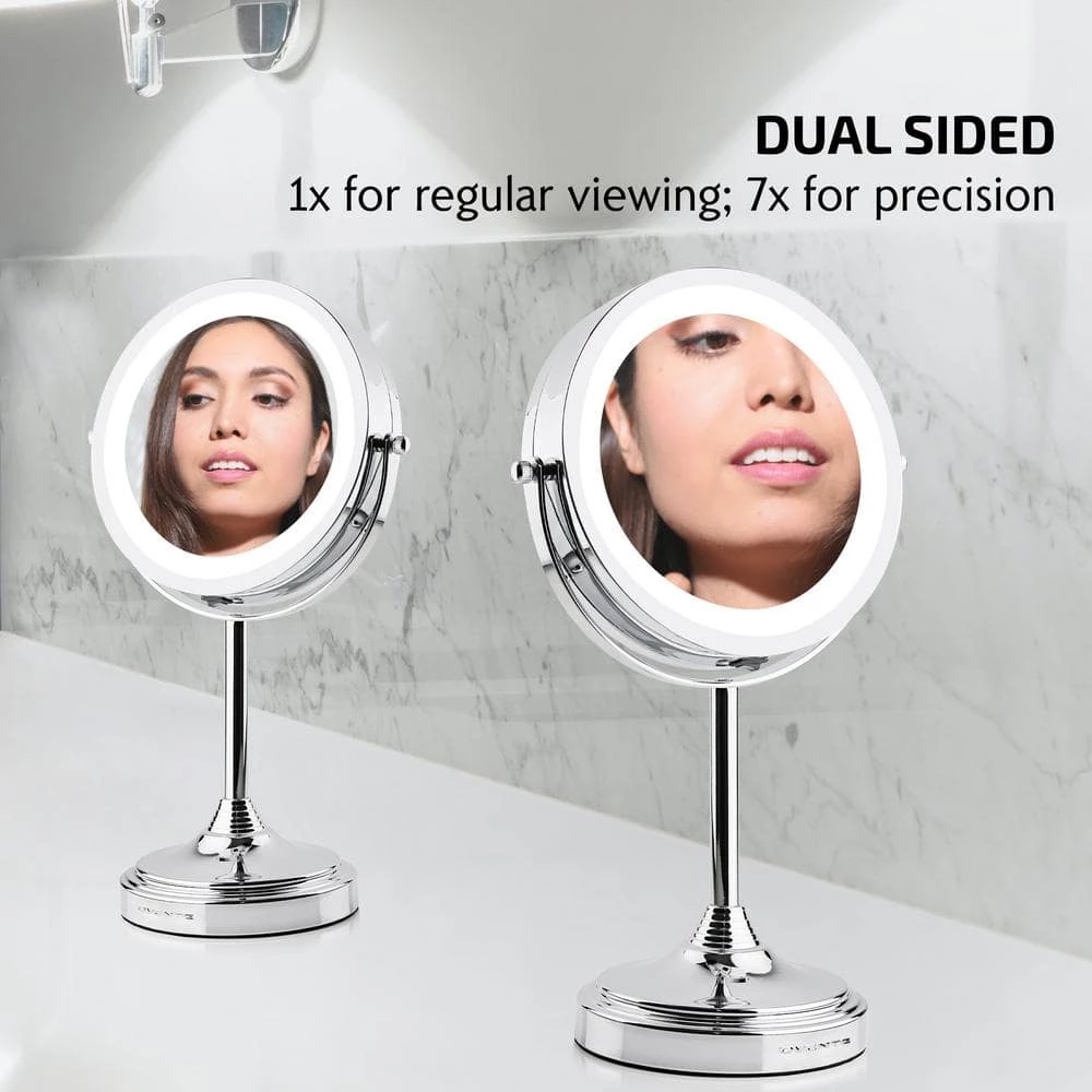 OVENTE 5.3 in. x 12.8 in. Tabletop Makeup Mirror in Polished Chrome 7 OVENTE 5.3 in. x 12.8 in. Tabletop Makeup Mirror in Polished Chrome - Image 5