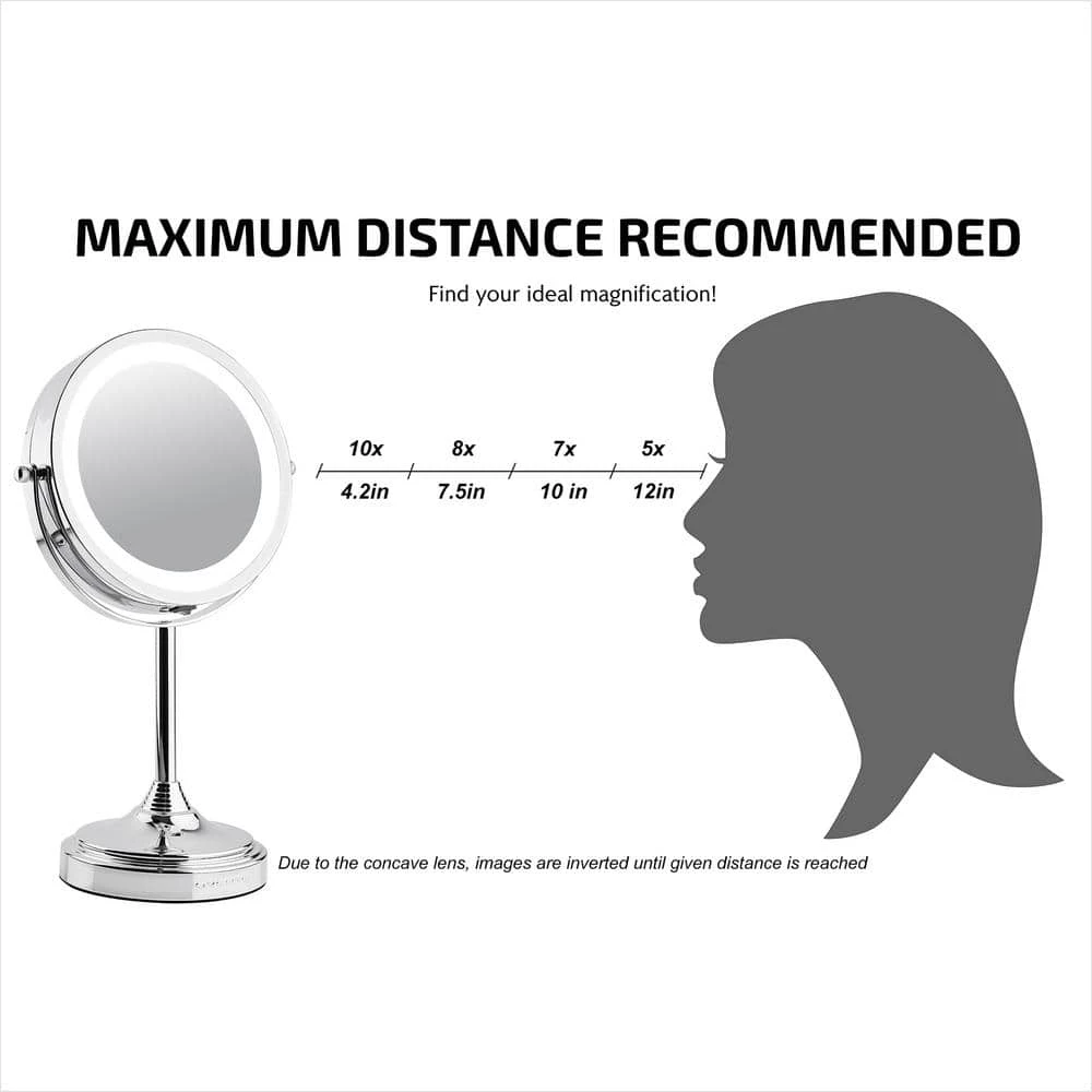 OVENTE 5.3 in. x 12.8 in. Tabletop Makeup Mirror in Polished Chrome 4 OVENTE 5.3 in. x 12.8 in. Tabletop Makeup Mirror in Polished Chrome - Image 2