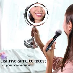 OVENTE 5.3 in. x 12.8 in. Tabletop Makeup Mirror in Polished Chrome 20 OVENTE 5.3 in. x 12.8 in. Tabletop Makeup Mirror in Polished Chrome -Makeup Mirrors Sales Store polished chrome ovente makeup mirrors mct70ch1x7x fa 1000